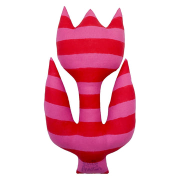 Tulip Pillow in Pink Red Cabana Stripe