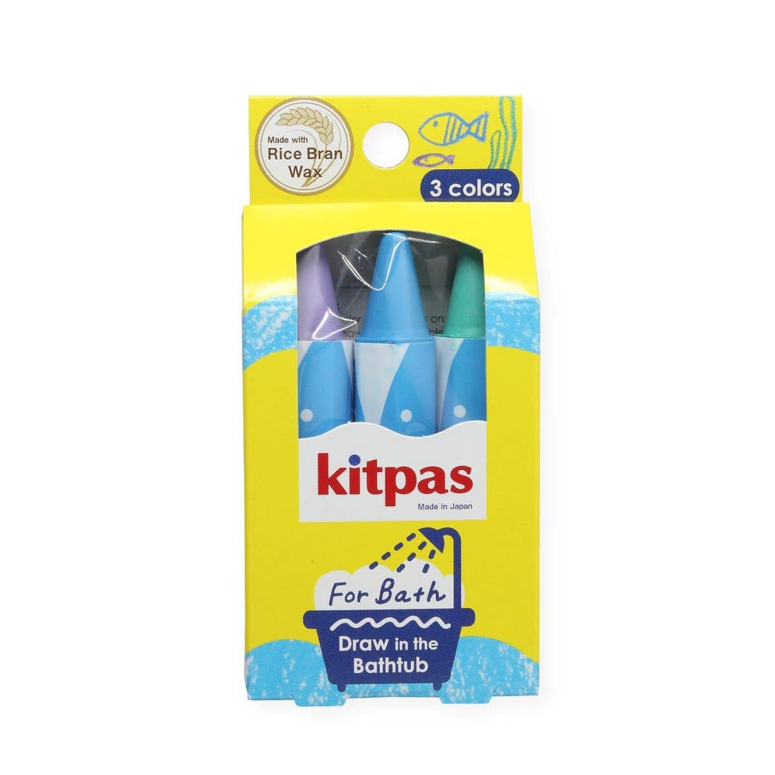 Kitpas Bath Crayons 3 Colors - Fish (Purple, Blue, Green)