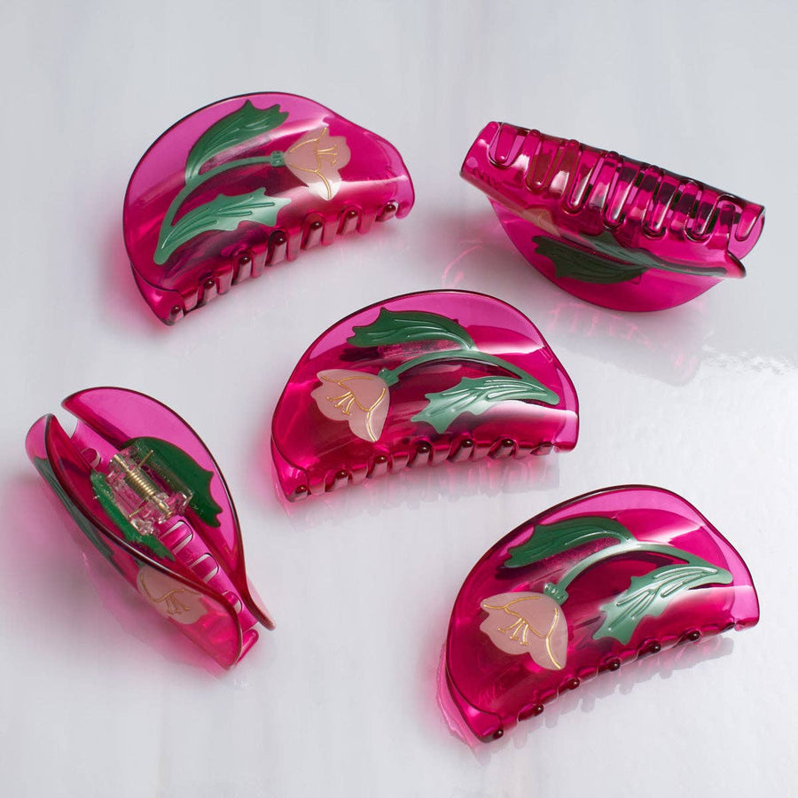 Fuchsia and Pink Acetate Mexican Primrose Hair Claw