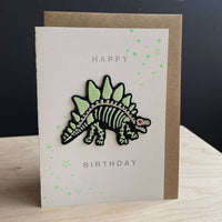 Dinosaur Skeleton Patch Birthday Card