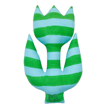 Tulip Pillow in Blue Green Cabana Stripe