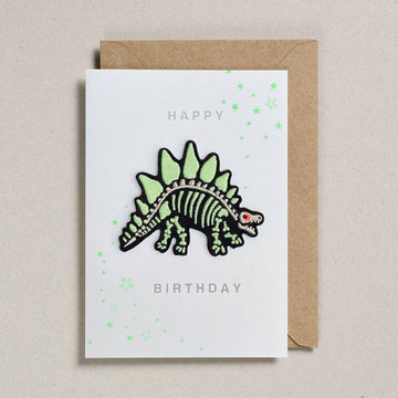 Dinosaur Skeleton Patch Birthday Card