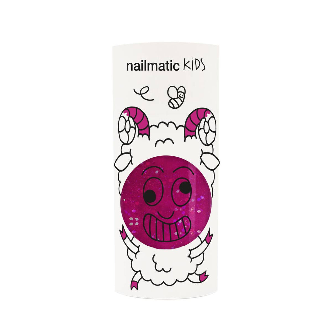 Nailmatic Kids Sheepy Clear Raspberry Glitter Water-Based Nail Polish