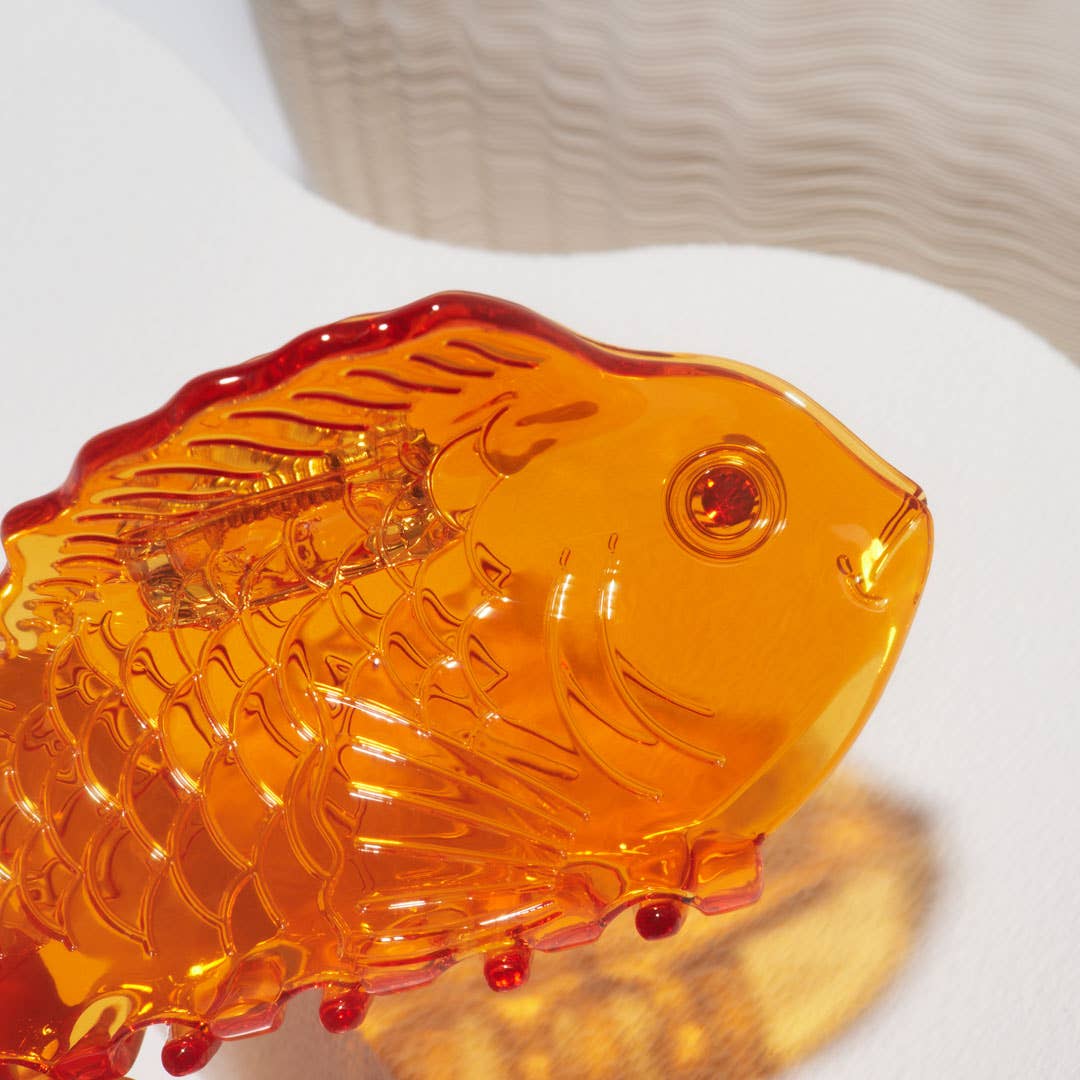 Sea Bream Clear Orange Acetate Ocean Fish Hair Claw Clip