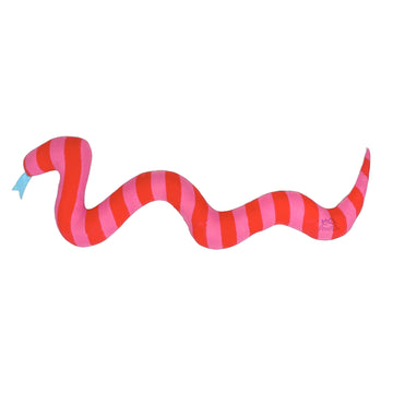 Snake Pillow in Pink Red Cabana Stripe