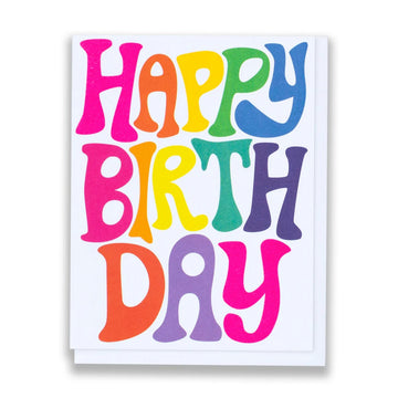 Bubble Rainbow Letters Happy Birthday Note Card