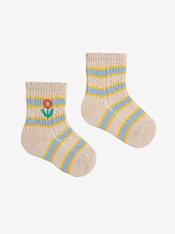 Baby Flower Stripes short socks