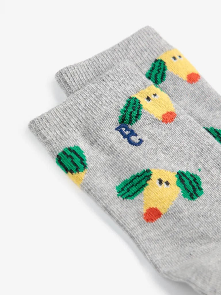 Kids Happy Dog All Over Short Socks