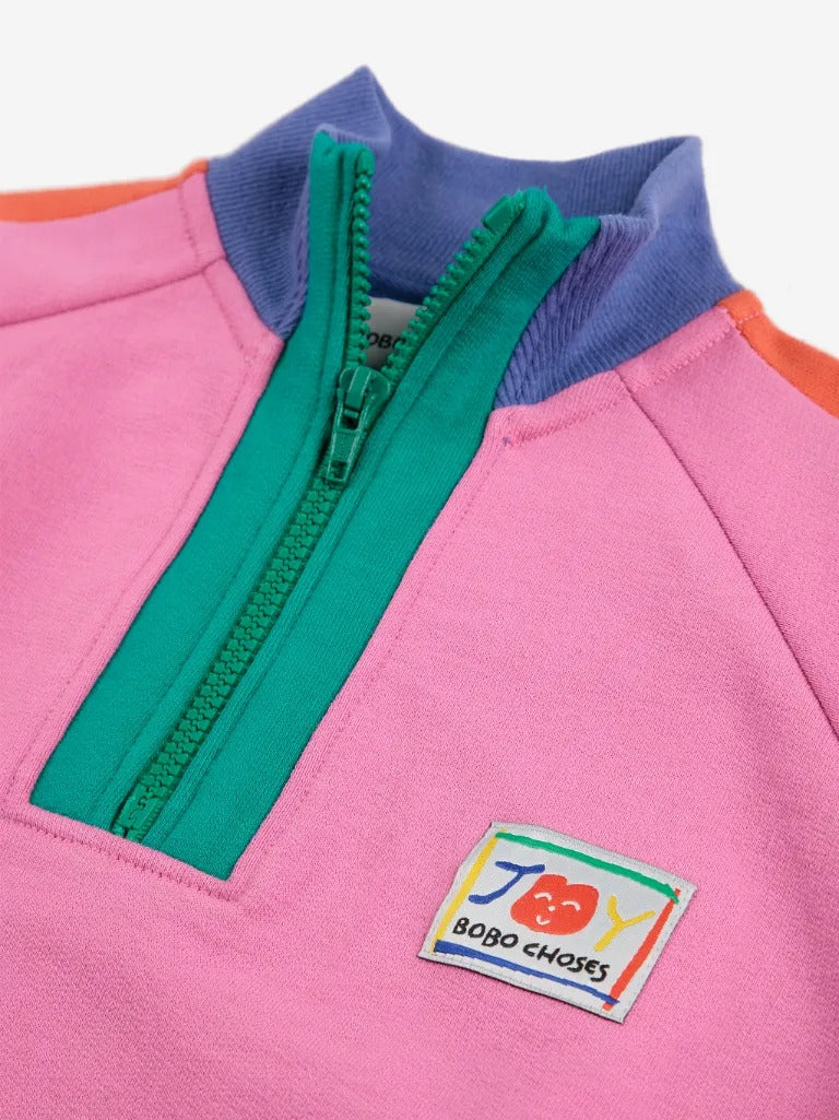 Kids Smiling Color Block 1/4 Zipped Sweatshirt