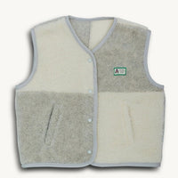 Kids Merino Wool Vest - Cream and Gray