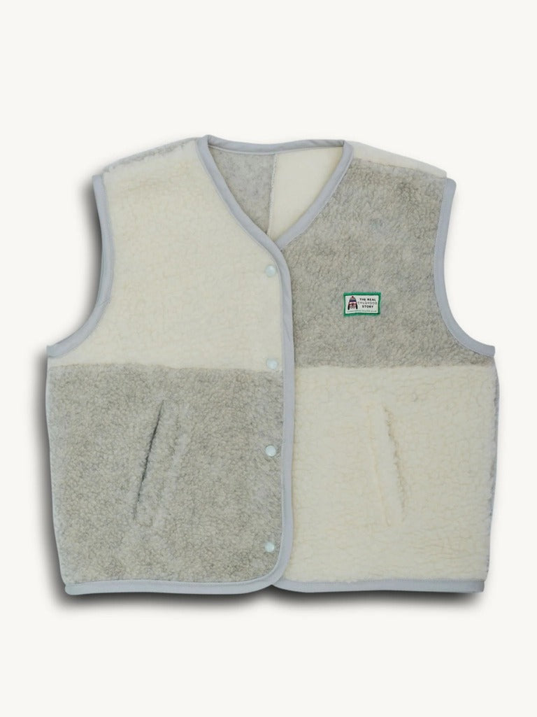 Kids Merino Wool Vest - Cream and Gray