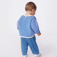 Babies Long Sleeved Stripy Cotton T Shirt - Blue