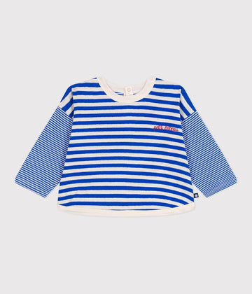 Babies Long Sleeved Stripy Cotton T Shirt - Blue