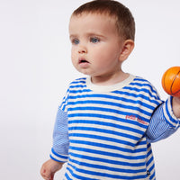 Babies Long Sleeved Stripy Cotton T Shirt - Blue