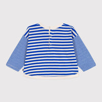 Babies Long Sleeved Stripy Cotton T Shirt - Blue