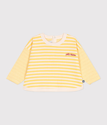 Babies Long Sleeved Stripy Cotton T Shirt - Yellow