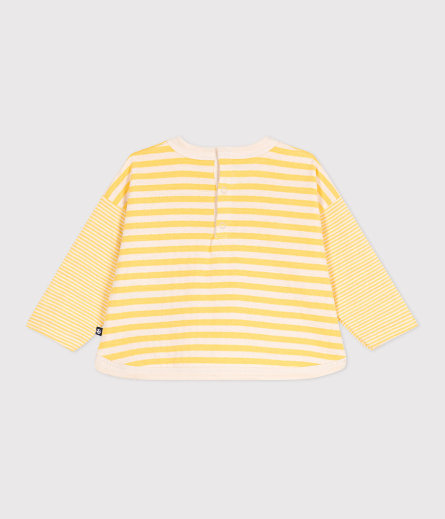 Babies Long Sleeved Stripy Cotton T Shirt - Yellow