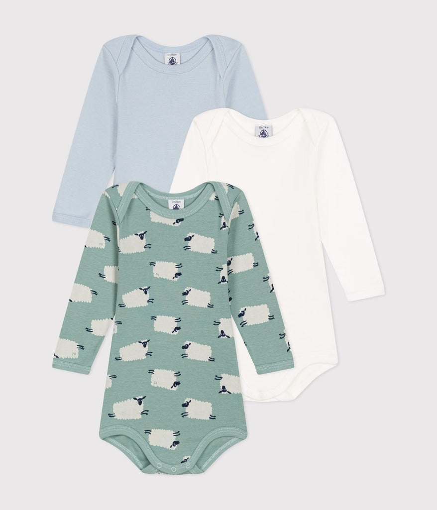 Set of 3 Long-sleeved Bodysuits - Sheep Print