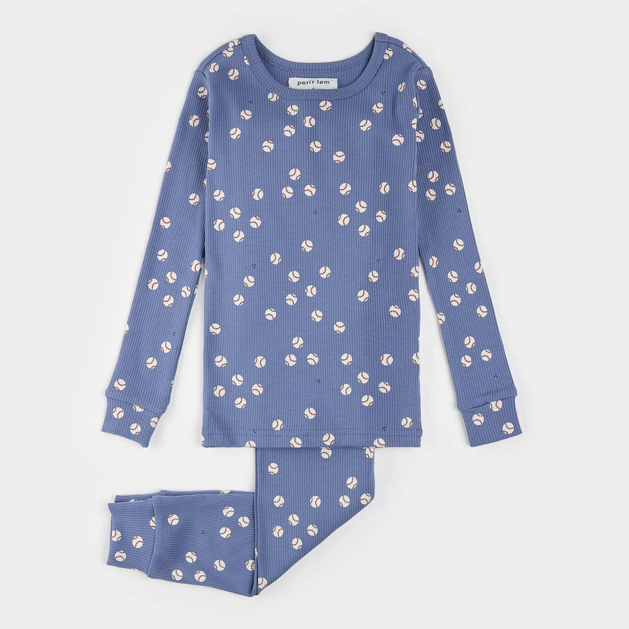 Baseball Print on Royal Blue PJ Set