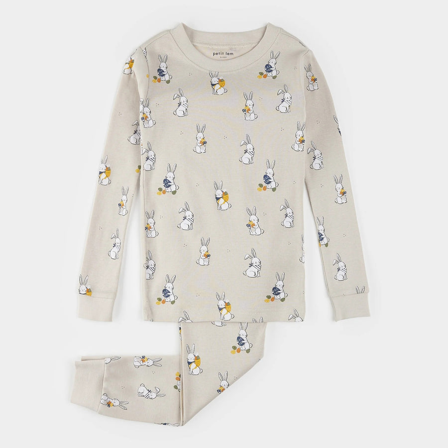 Egg Hunt Print on Crème PJ Set