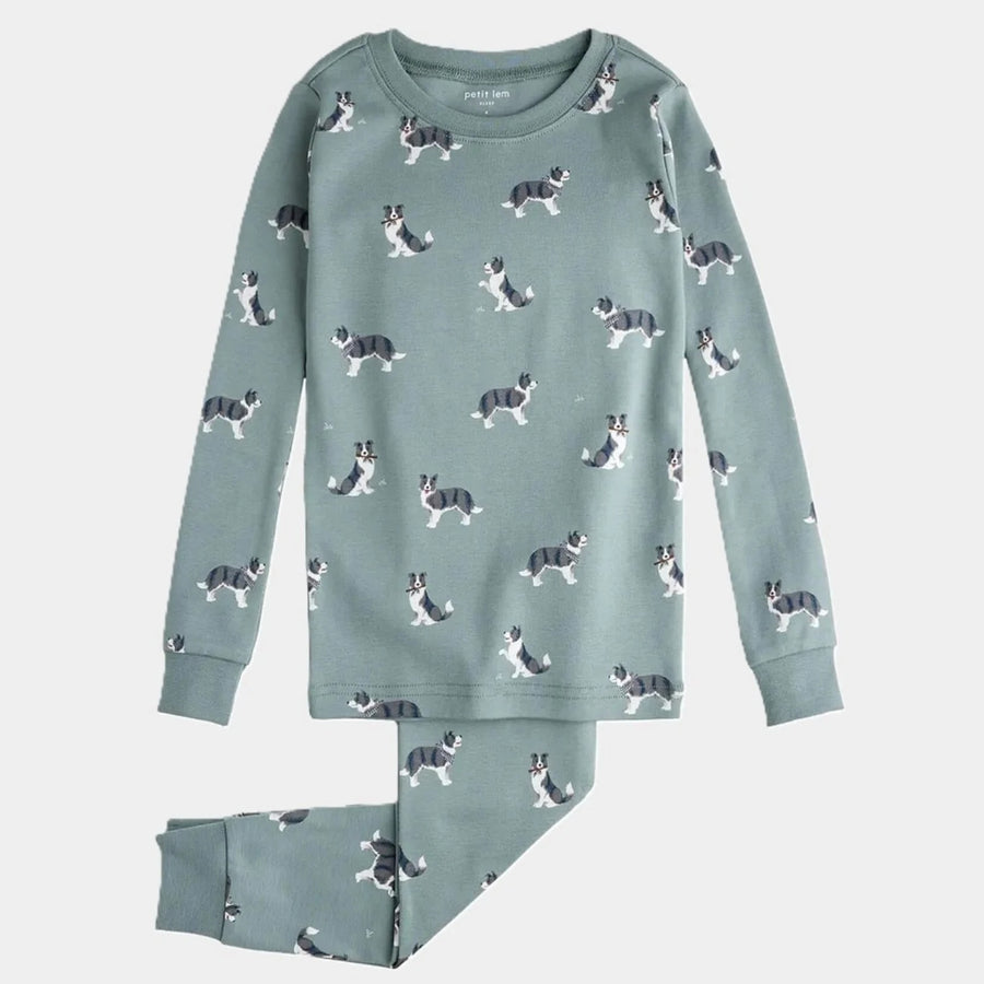 Australian Shepherd Print on Dark Teal PJ Set