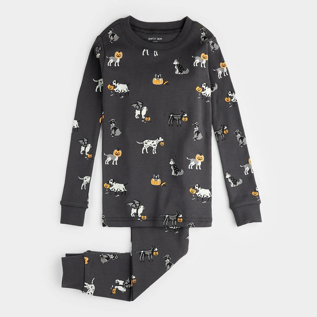 Howl-o-ween Glow in the Dark Print on Asphalt PJ Set