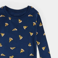 Pizza Print on Estate Blue PJ Set