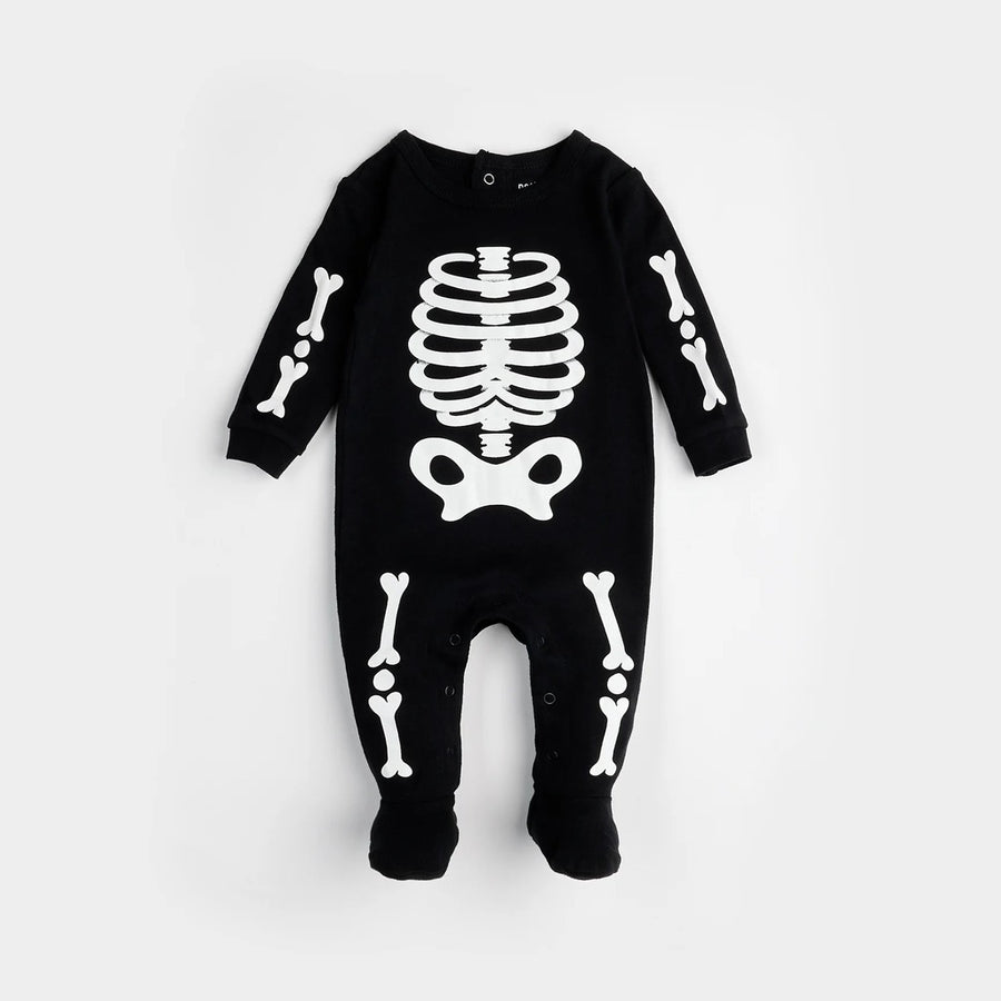 Skeleton Glow in the Dark Print on Black Sleeper