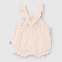 Baby Linen Blend Shortie with Ruffle Straps - Pink