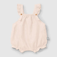 Baby Linen Blend Shortie with Ruffle Straps - Pink