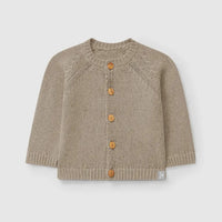 Round Neckline Knitted Baby Cardigan - Brown