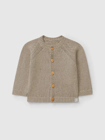 Round Neckline Knitted Baby Cardigan - Brown