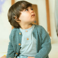 Round Neckline Knitted Baby Cardigan - Blue