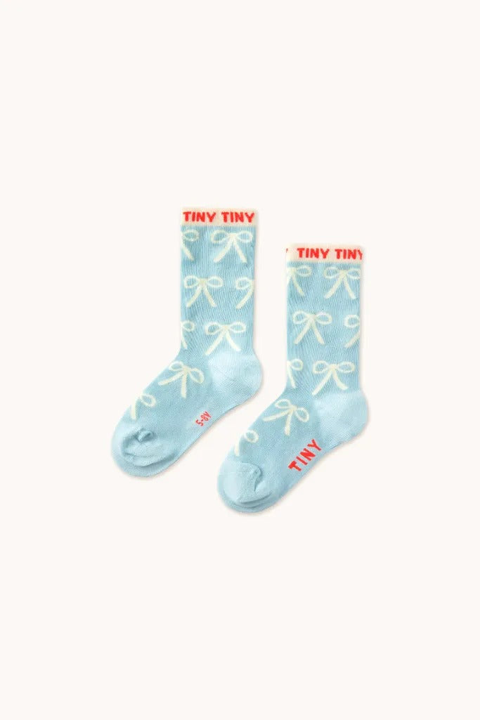 Bows Medium Socks - Dusty Blue