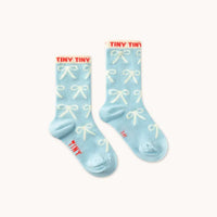 Bows Medium Socks - Dusty Blue