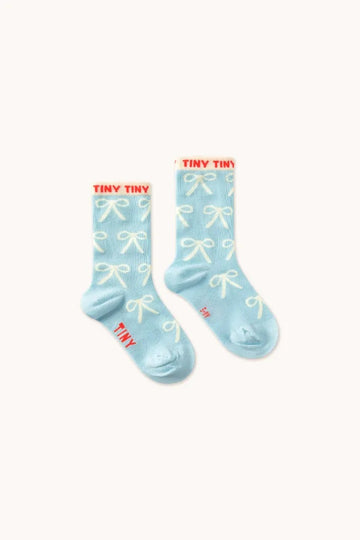 Bows Medium Socks - Dusty Blue