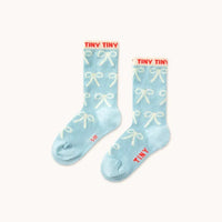 Bows Medium Socks - Dusty Blue