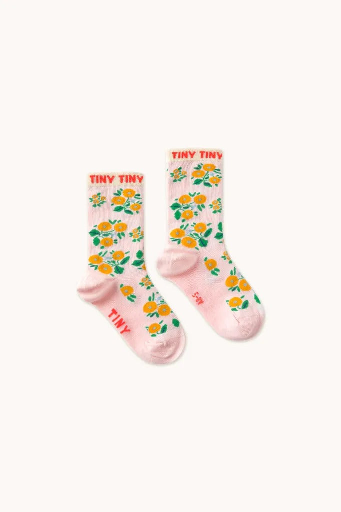 Flowers Medium Socks - Pastel Pink