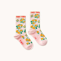 Flowers Medium Socks - Pastel Pink