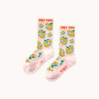 Flowers Medium Socks - Pastel Pink