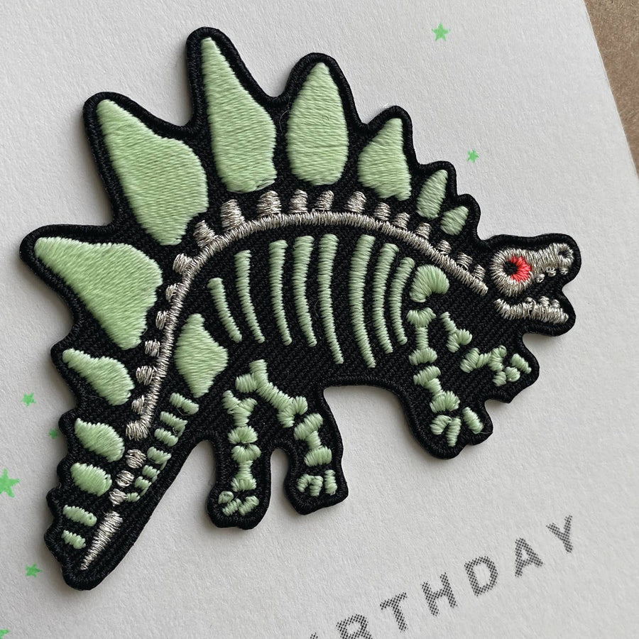 Dinosaur Skeleton Patch Birthday Card