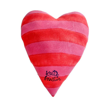 Heart Pillow in Pink Red Stripe