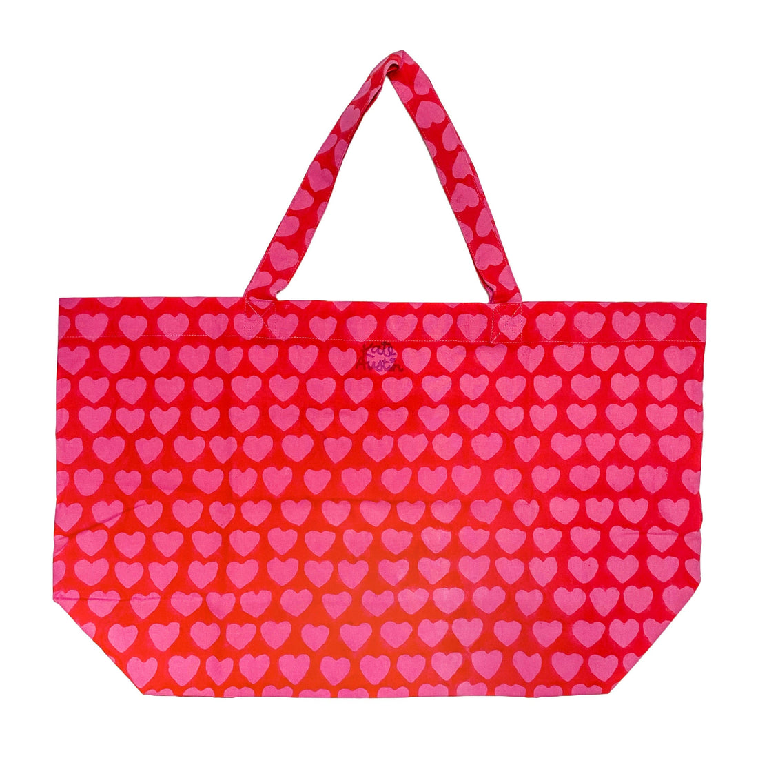 Market Tote in Red Pink Heart