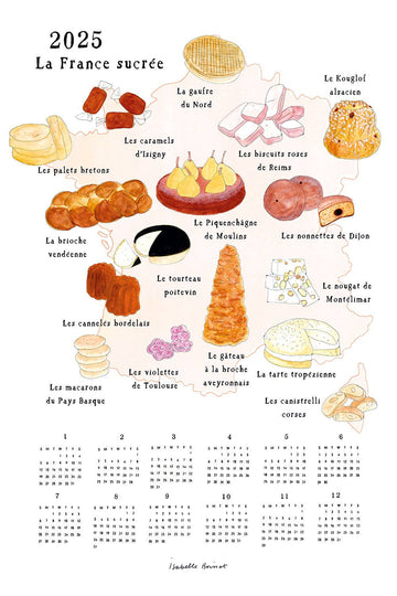 2025 Linen Calendar - Sweets Map Of France