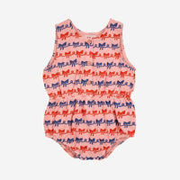 Baby Ribbon Bow All Over Woven Romper