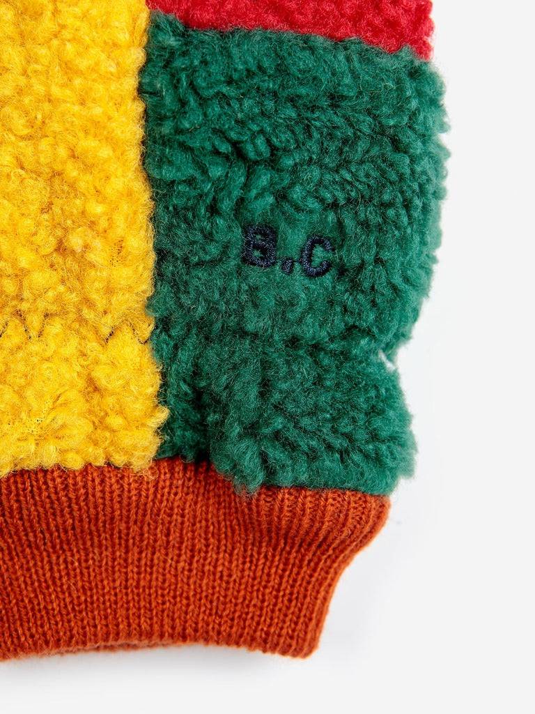 Kids Color Block Sheepskin Mittens - Multicolor