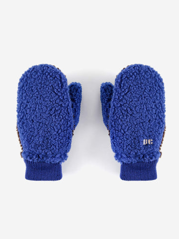 Sheepskin Color Block Blue Gloves