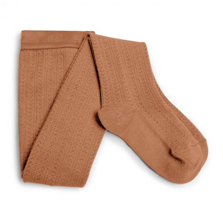 Angelique Pointelle Merino Wool Tights - Caramel