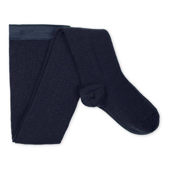 Angelique Pointelle Merino Wool Tights - Midnight Blue