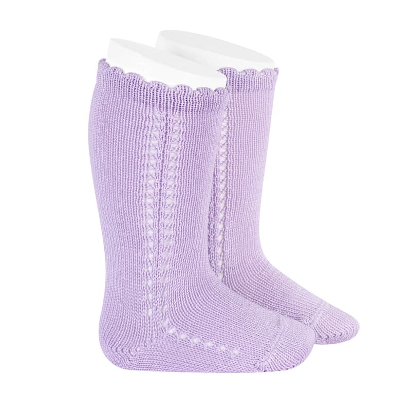 SIDE OPENWORK PERLE KNEE HIGH SOCKS